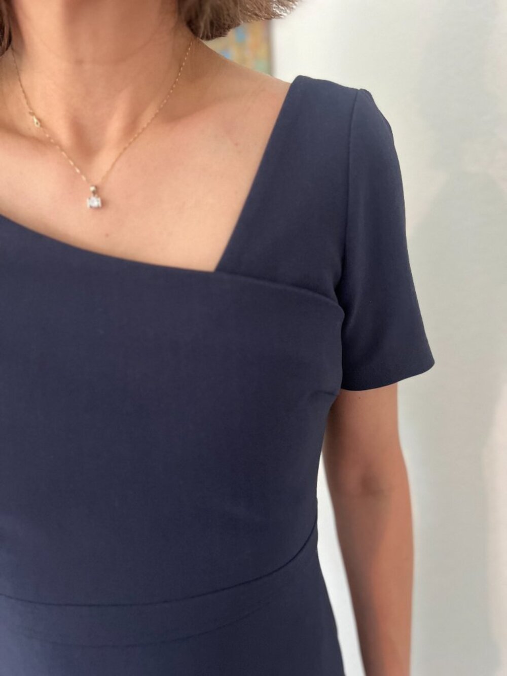 Likely Navy Asymmetrical Neck Midi Dress - Picture 3 of 8